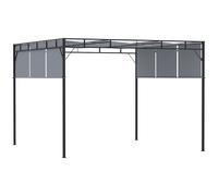 Outsunny - 3(m) Steel Pergola Garden Gazebo w/ Retractable Canopy, Dark Grey - Dark Grey