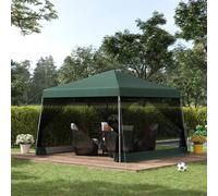 3x3x2.6m Folding Pop-up Garden Adjustable Gazebo W/Mosquito Netting Outsunny Green One Size