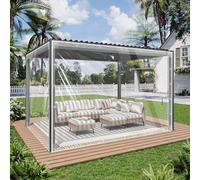 3x4.1m Waterproof PVC Tarpaulin - Transparent Heavy-Duty Tarp with Eyelets for Outdoor Canopies, Patios, Porches & Gazebos - Weather-Resistant Side Panels