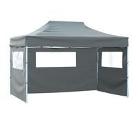 vidaXL Foldable Tent with 3 Walls 3x4.5m Anthracite Outdoor Garden Marquee