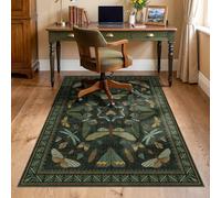 3'x4' Dark Green Office Chair Mat for Computer Gaming Chair, Slip-Resistant Heavy Duty Office Chair Rug, Hardwood & Tile Floor Protector, Washable Ultra Soft Low Pile Bug Rug