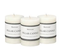 3x4 Inch White Pillar Candles - Set of 3, Hand-Poured Unscented, Long Burning, Smokeless Dripless for Dinner Table, Wedding, Home, Bathroom, Rustic Decor