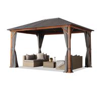 3x4 m Garden Gazebo, oak finish Alu frame looks like wood, hardtop steel roof