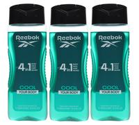 3x400ml Reebok 4-IN-1 (Body,Face,Hair,Beard) Shower Gel for Men - Cool Your Body
