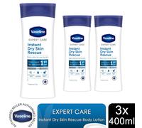 3x400ml Vaseline ExpertCare Instant DrySkin Rescue or Elasticity Restore Lotion