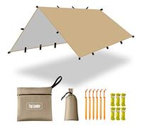 3X4m Camping Tarp Tent Shelter Lightweight Hammock Rain Fly for Bushcraft Picnic Backpacking Outdoor Survival Bivvy Tent (beige)