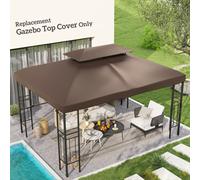 3x4m Gazebo Replacement Roof Canopy 2 Tier Top UV Cover Garden Patio Outsunny Brown One Size