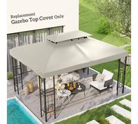 3x4m Gazebo Replacement Roof Canopy 2 Tier Top UV Cover Garden Patio Outsunny Cream One Size