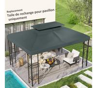 3x4m Gazebo Replacement Roof Canopy 2 Tier Top UV Cover Garden Patio Outsunny Grey One Size