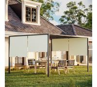 Outsunny 3 x 4m Outdoor Garden Pergola with LED Lights Cream White - Cream - Steel, Polyester - 399 cm x 299 cm x 225 cm
