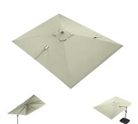 3x4m Rectangular Replacement Canopy for 8-Rib Garden Umbrella UV Protective Cover Outdoor Shade Tarp Taupe Single Top (10' x 13') - Durable & Weather-resistant