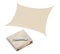 3x4m Sun Shade Sail Canopy Awning PES Polyester Rectangle Waterproof Sunshade Cloth 98% UV-Block Sunscreen for Garden, Patio, Outdoor Facility and Activities, Cream