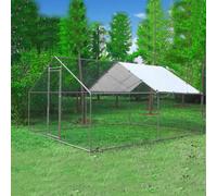 Walk In Animal Metal Hutch Chicken Run Cage - Hammered Silver / 3x4x2m