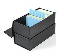 3x5 Index Card Holder Card File Box Organizer, Hold 1200 3x5-Inch Flash Cards 2 Pack Black