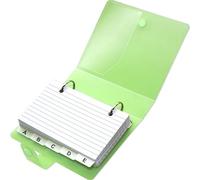 3x5 Lined Index Cards with Ring Binder Holder and Dividers, 100 Ruled Cards, Green