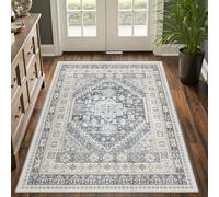 3x5 Non-Slip Washable Area Rug for Entryway, Blue/Beige | Non-slip washable 3x5 area rug sized for entryway use, in a blue/beige colorway for everyday floor coverage.