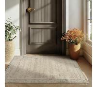 3x5 Small Entryway Area Rug Indoor for Front Door Entry Way,Washable Non Slip Ultra Thin Modern Farmhouse Neutral Boho Door Mat Entrance,Tan Brown and Cream Beige