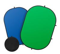 3x5ft/100x150cm Green Screen Backdrop for Photography, Double Sided Green Screen and Blue Screen, 2 in 1 Collapsible and Reversible Background for Photography, YouTube Videos,and Live Streaming