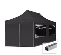 3x6 PES Pop Up Gazebo Aluminium 32 mm, Sidewalls with Panorama Windows black