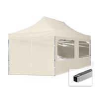 3x6 PES Pop Up Gazebo Aluminium 32 mm, Sidewalls with Panorama Windows, cream