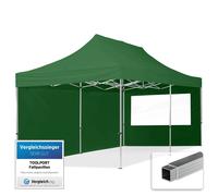 3x6 PES PopUp Gazebo Aluminium 32 mm, Sidewalls with Panorama Windows dark green