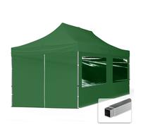 3x6 PES PopUp Gazebo Aluminium 32 mm, Sidewalls with Panorama Windows dark green