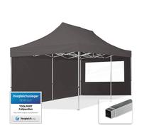 3x6 PES PopUp Gazebo Aluminium 32 mm, Sidewalls with Panorama Windows, dark grey