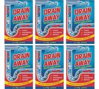 3X6 x Boxes Of Duzzit Drain Away - 2 x 40g Sachets Sink Drain Unblocker