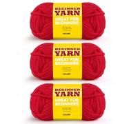 3x60g Cherry Red Yarn for Crocheting and Knitting;3x66m (72yds) Cotton Yarn for Beginners with Easy-to-See Stitches;Worsted-Weight Medium #4;Cotton-Nylon Blend Yarn for Beginners Crochet Kit Making