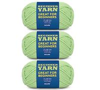 3x60g Light Green Yarn for Crocheting and Knitting;3x66m (72yds) Cotton Yarn for Beginners with Easy-to-See Stitches;Worsted-Weight Medium #4;Cotton-Nylon Blend Yarn for Beginners Crochet Kit Making