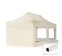 3x6m PES Pop Up Gazebo marquee Steel 30 mm Sidewalls with Panorama Windows cream