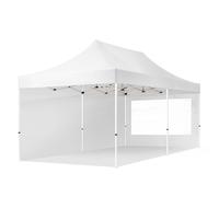 3x6m PES Pop Up Gazebo marquee Steel 30 mm Sidewalls with Panorama Windows white