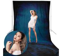 3x6m Photo Studio 100% Pure Cotton Dyed Muslin Backdrop Background, Dark Blue, Collapsible Backdrop Screen for Photography Video TV Portrait Props Product Youtube Movie, B0379
