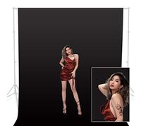 3x6m Photography Black Muslin Cotton Background Backdrop, Machine Washable, 10x20ft Collapsible Backdrop Screen for Photography Video TV Portrait Props Product Youtube, 100% Cotton