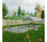 FoxHunter Chicken Pet Run Cage Walk In Coop Kennel Rabbit Dog Puppy Poultry Hen Animal Hutch House Enclosure Playpen Outdoor Shade Running 3X8X2M CRC05 Metal Hammered Silver