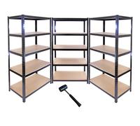 3x90cm Black Shed Utility Storage Racks Bays Garage Shelving Greenhouse
