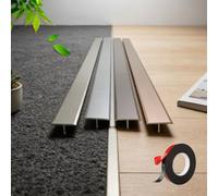 3x90cm T-Shape Aluminium Floor Transition Strip, Self Adhesive Door Threshold Bar for Laminate to Tile, Metal Flat Divider Gap Cover Edge Trim(Silver,3pcs*90 * 2cm)