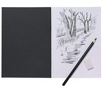 3XA5 Artist Sketch Book White Cartridge Paper Black Card Cover Art Pad