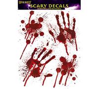 3XHalloween Bloody Hands Window Stickers - Bloody Designs Hand Prints with Blood Splatter