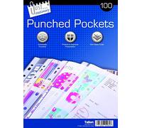 3XJust stationery Plastic Punched Pocket - Clear (Pack of 100)