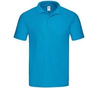 (3XL, Azure Blue) Fruit Of The Loom Mens Original Polo Shirt