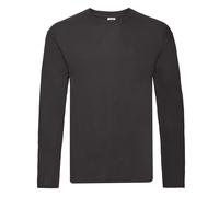 (3XL, Black) Fruit of the Loom Mens Original Plain Long-Sleeved T-Shirt