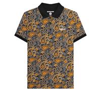 (3XL, Black/Gold) Lambretta Mens SS25 Paisley Branded Polo Shirt