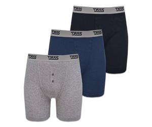 (3XL, Black/Grey/Navy) Duke London Mens Driver Kingsize Cotton Boxer Shorts (Pack Of 3)