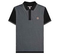 (3XL, Black/Iron) Lambretta Mens Houndstooth Big & Tall Polo Shirt