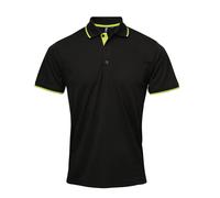 Premier Men's Contrast Coolchecker Polo Shirt in Black | Size: 3XL Premier Black 3XL