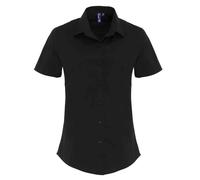 (3XL, Black) Premier Womens/Ladies Cotton Poplin Stretch Short-Sleeved Shirt