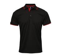 (3XL, Black/Red) Premier Mens Coolchecker Contrast Pique Polo Shirt