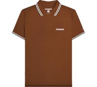 (3XL, Brown (White/Angel)) Lambretta Mens Twin Tipped Short Sleeve 3 Button Placket Cotton Polo Shirt Top
