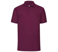 Fruit of the Loom Men's 65 35 Pique Short Sleeve Polo Shirt in Burgundy | Size: 3XL Fruit Of The Loom Burgundy 3XL